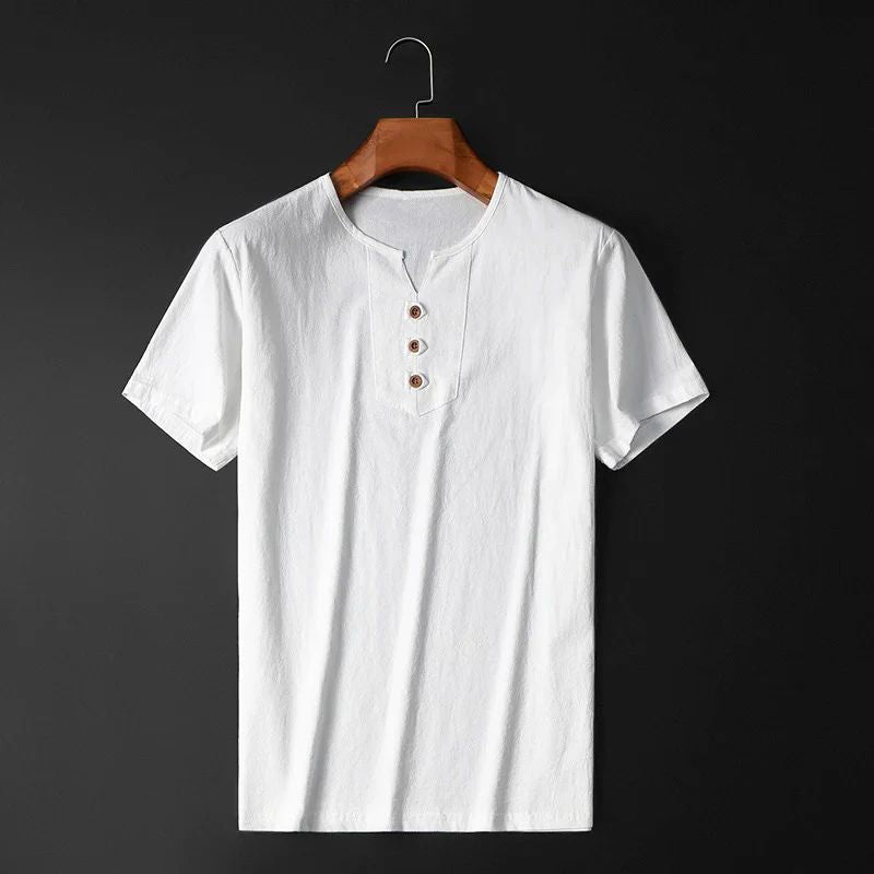 Heren Zomer T-shirt Katoen-Linnen Mix