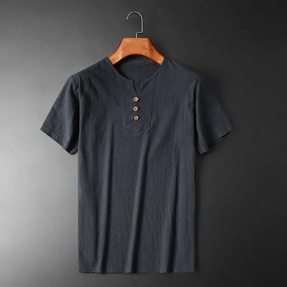 Heren Zomer T-shirt Katoen-Linnen Mix