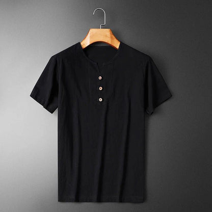 Heren Zomer T-shirt Katoen-Linnen Mix