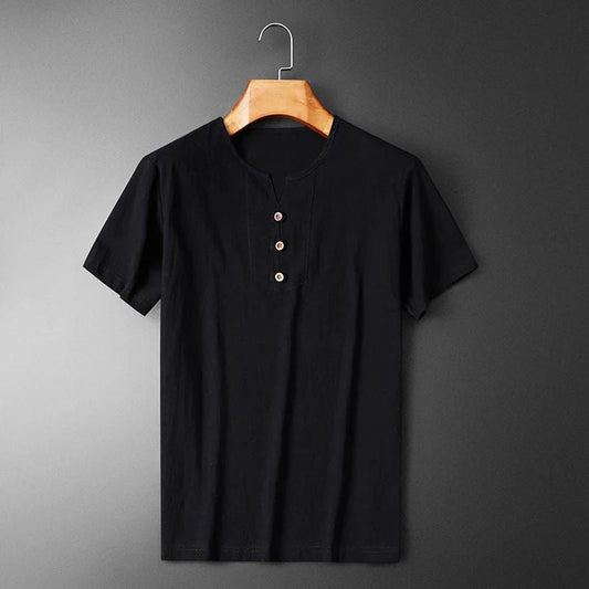 Heren Zomer T-shirt Katoen-Linnen Mix
