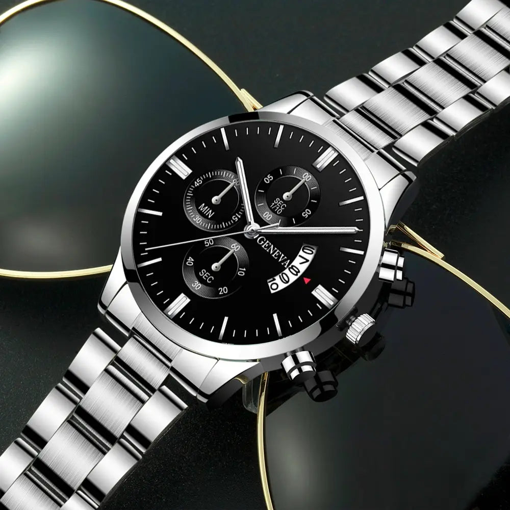 Herenhorloge met Kalender en RVS Band