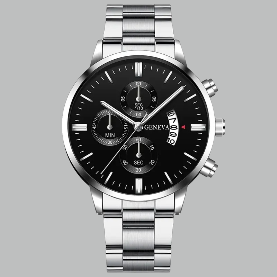 Herenhorloge met Kalender en RVS Band