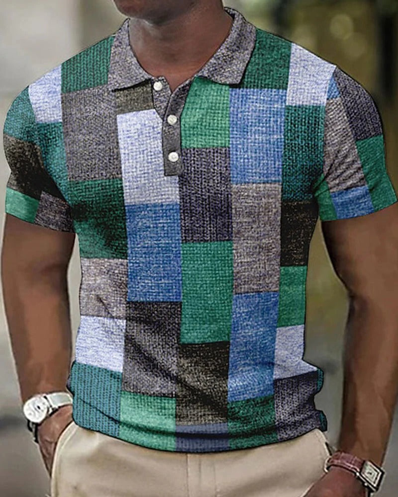 Herenpolo met Rasterpatroon - Stijlvol Design
