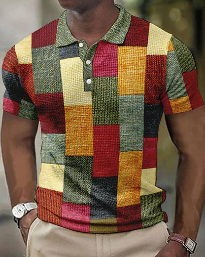 Herenpolo met Rasterpatroon - Stijlvol Design