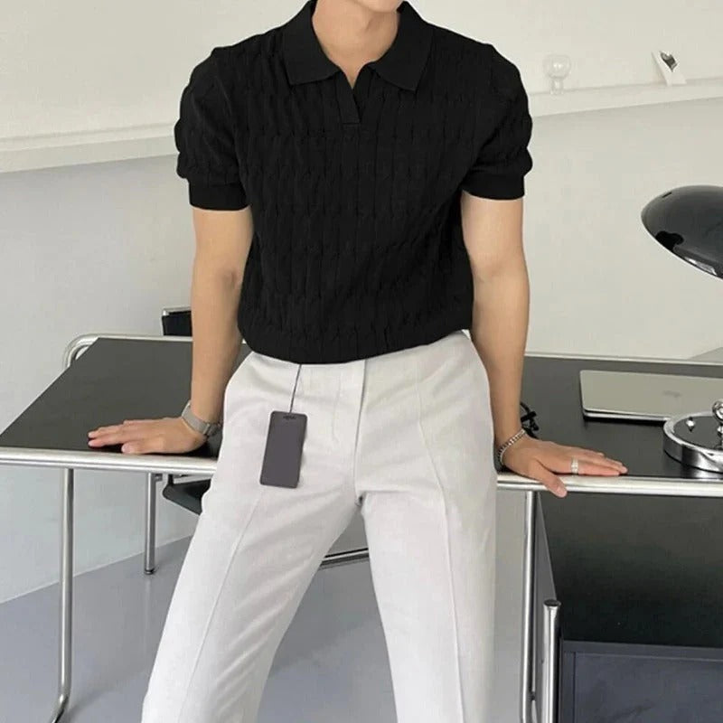 Jacquard Gebreid Poloshirt Heren - Stijlvol Arthur
