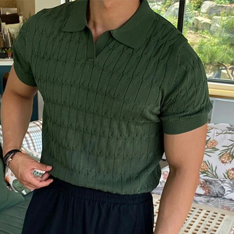 Jacquard Gebreid Poloshirt Heren - Stijlvol Arthur