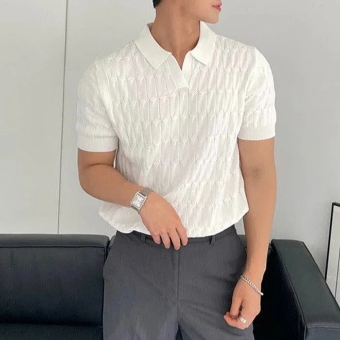 Jacquard Gebreid Poloshirt Heren - Stijlvol Arthur