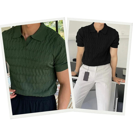 Jacquard Gebreid Poloshirt Heren - Stijlvol Arthur
