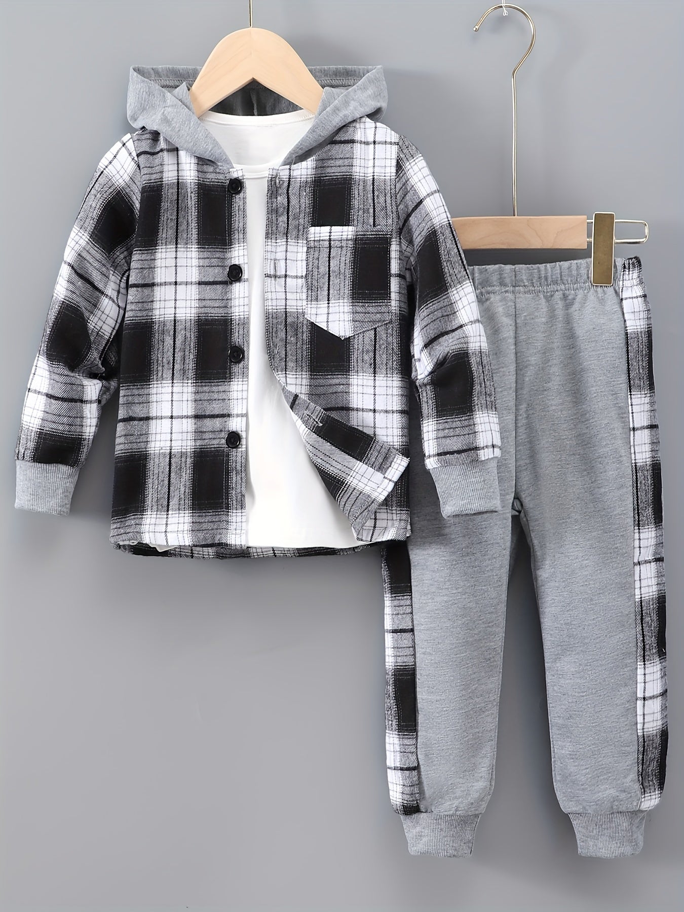 Jongens Geruite Hoodie & Trainingsbroek Set