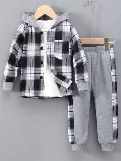Jongens Geruite Hoodie & Trainingsbroek Set