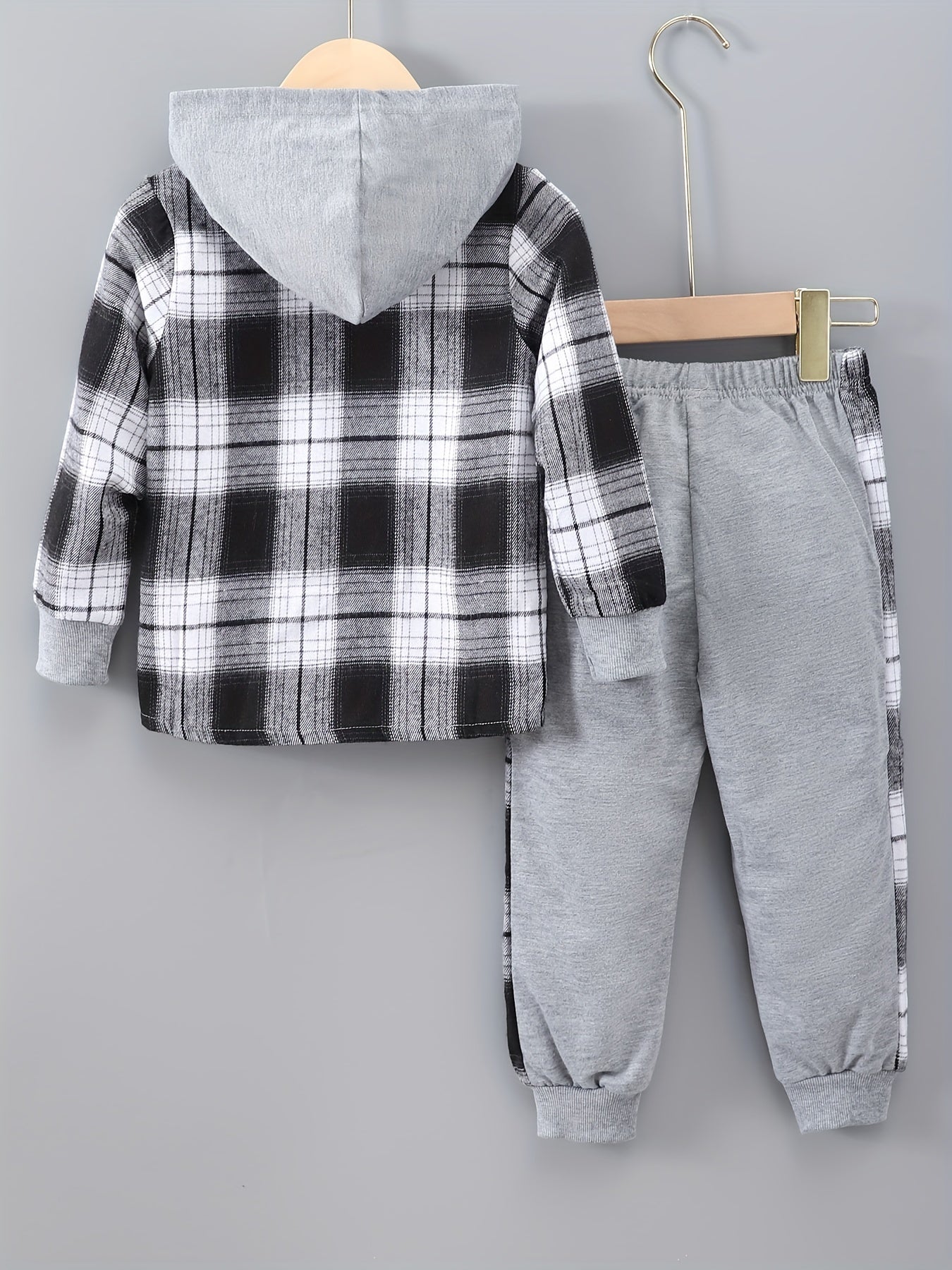 Jongens Geruite Hoodie & Trainingsbroek Set