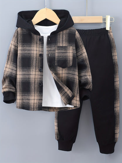 Jongens Geruite Hoodie & Trainingsbroek Set