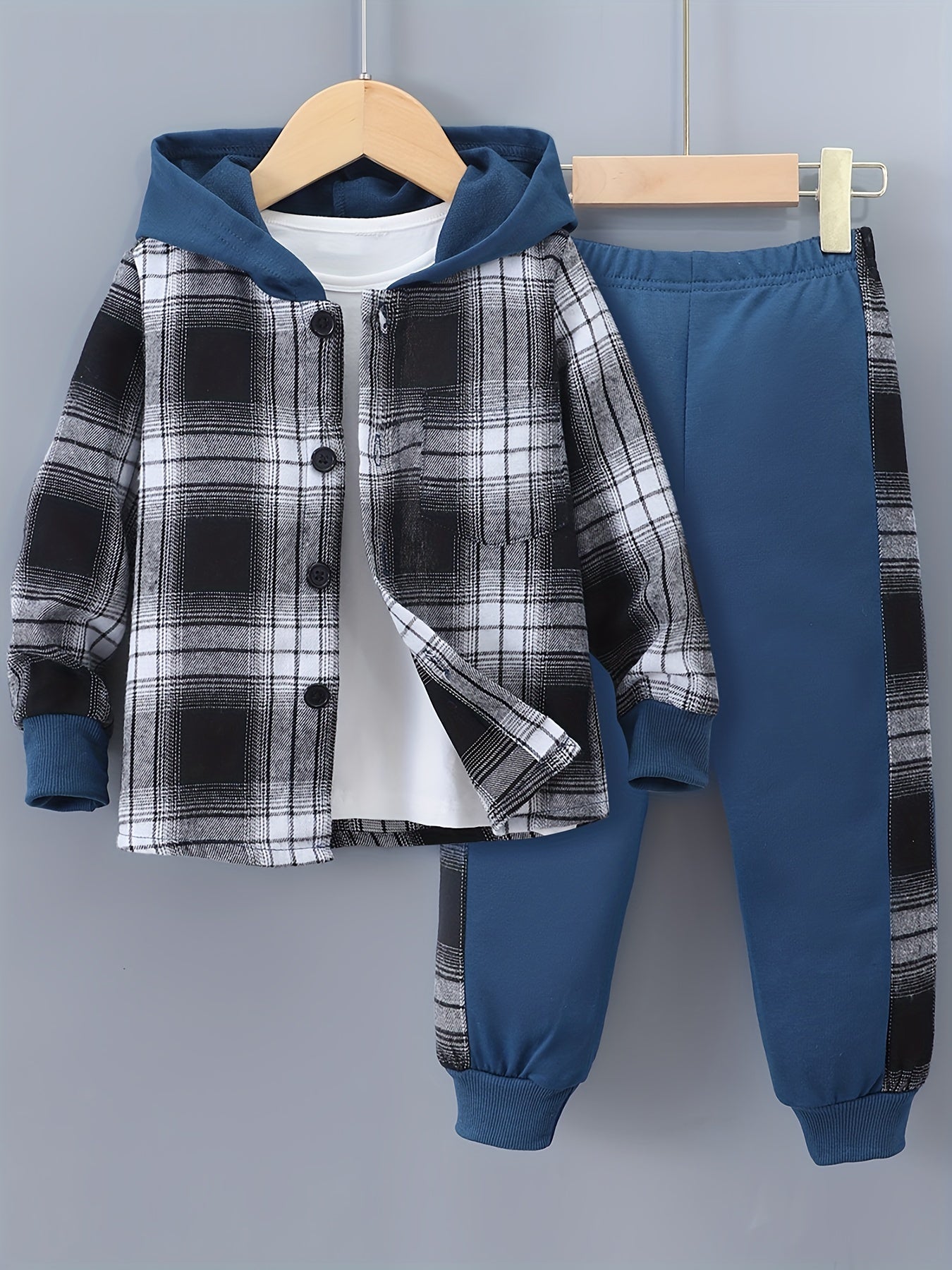Jongens Geruite Hoodie & Trainingsbroek Set