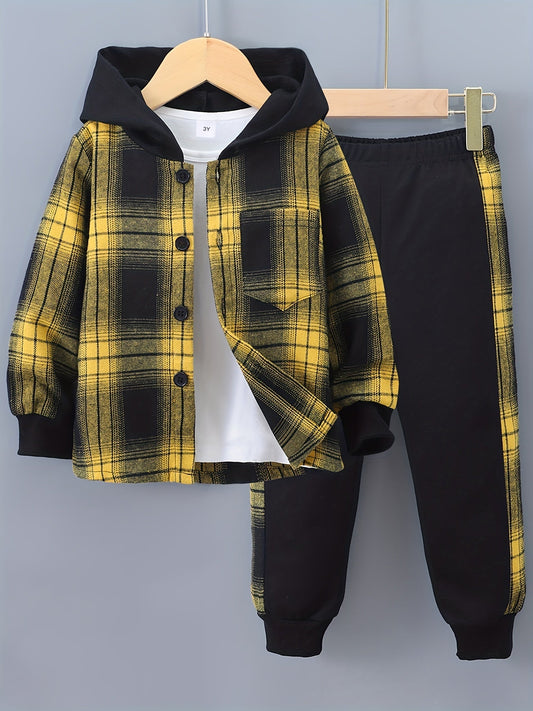 Jongens Geruite Hoodie & Trainingsbroek Set