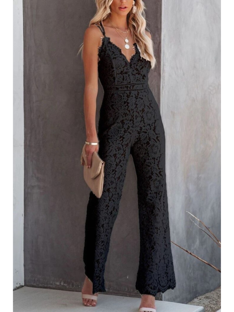 Jumpsuit V-Cut met Kanten Rug Felies