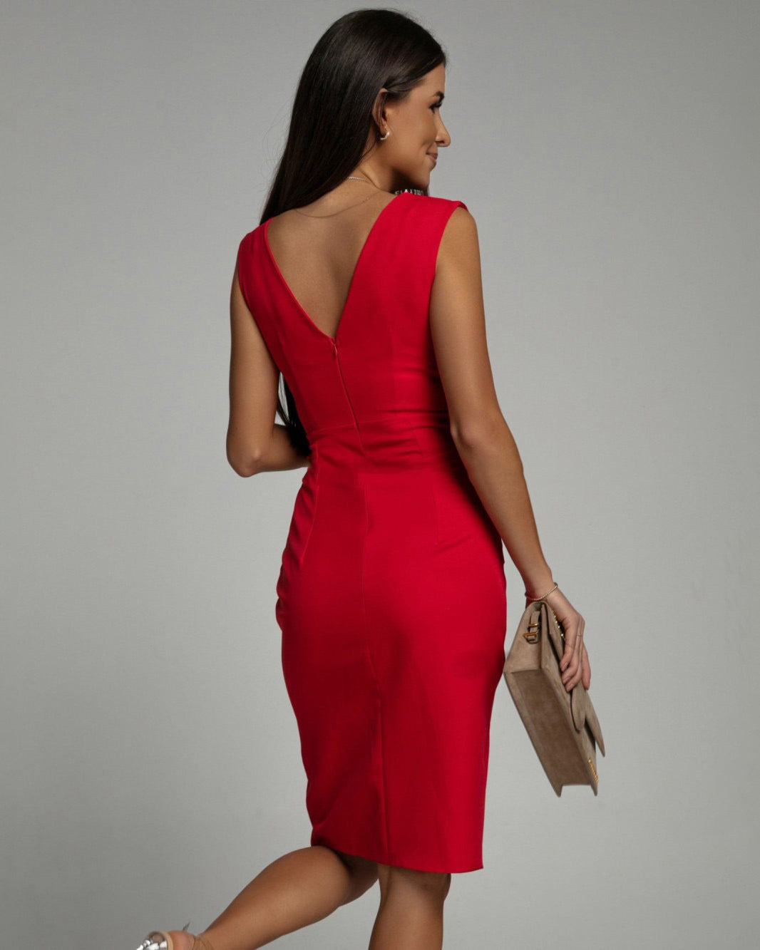 Jurk Met V-Hals En Elegante Split