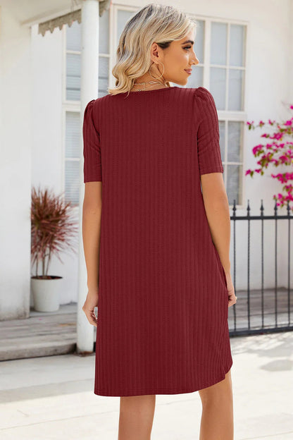 Jurk met Korte Mouwen en Zakken - Elegant