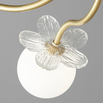 Glazen Kroonluchter met Bloesembloem | Luxe en Artistieke Verlichting