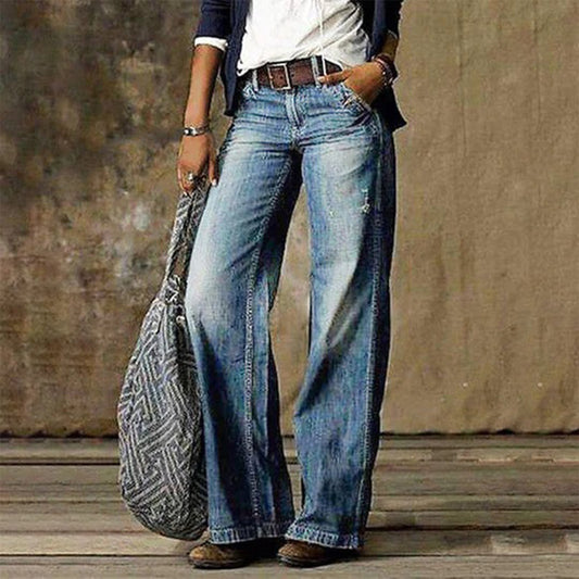 Karla High-Waist Jeans met Wijde Pijpen