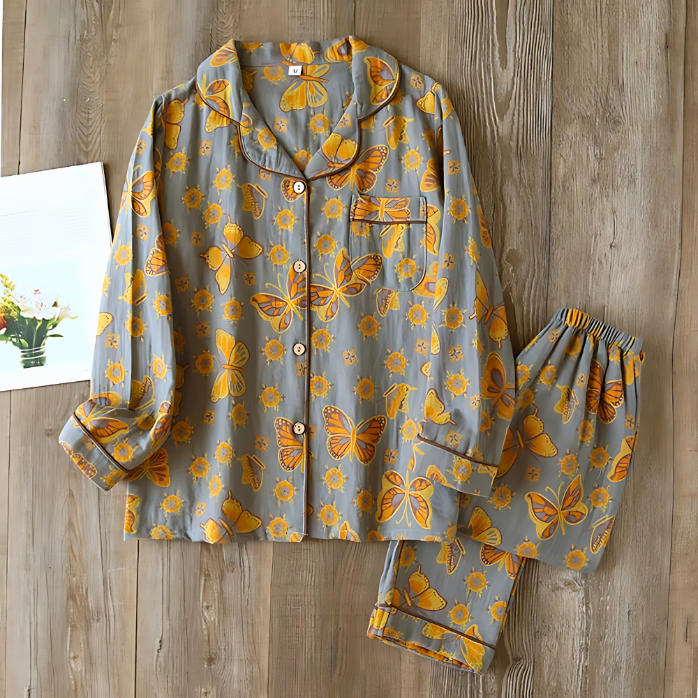 Katoenen Loungewear Set met Vlinderprint Vrouwen