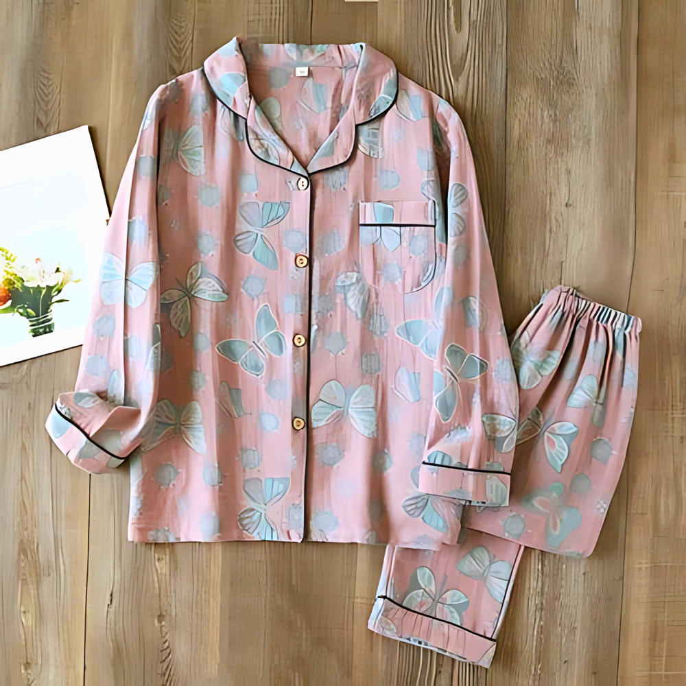 Katoenen Loungewear Set met Vlinderprint Vrouwen
