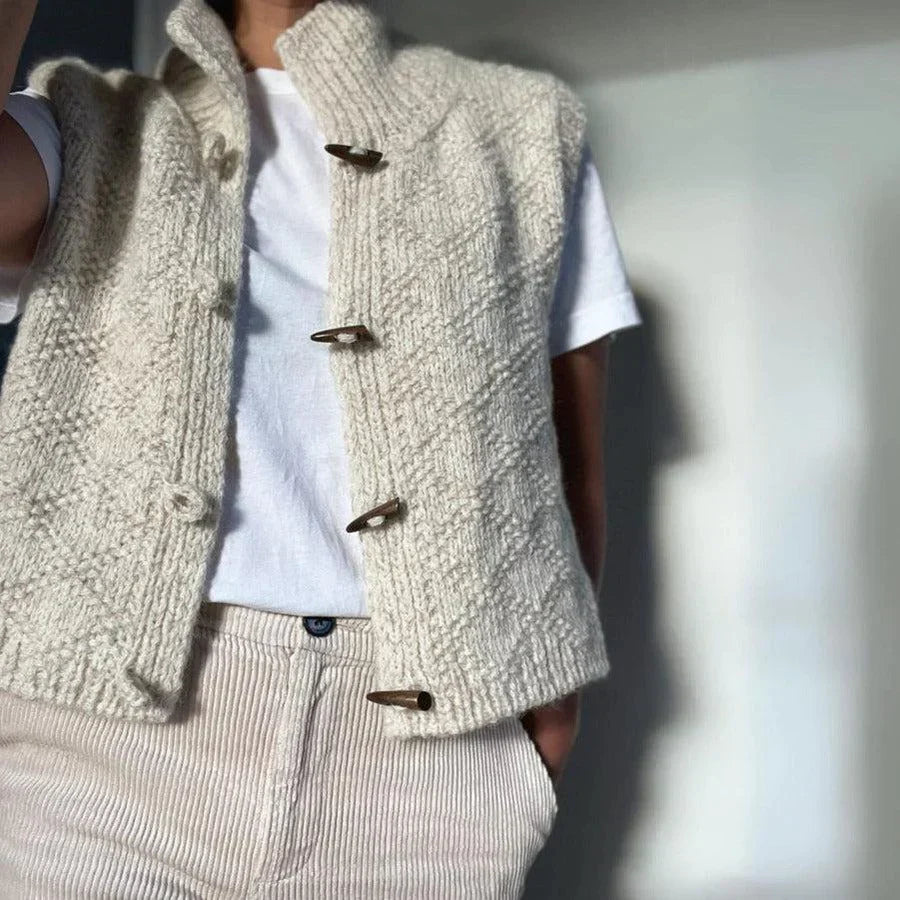 Kinsley Gebreid Damesvest met Knoopsluiting