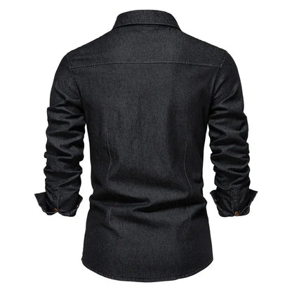 Klassiek Heren Denim Overhemd Regular Fit