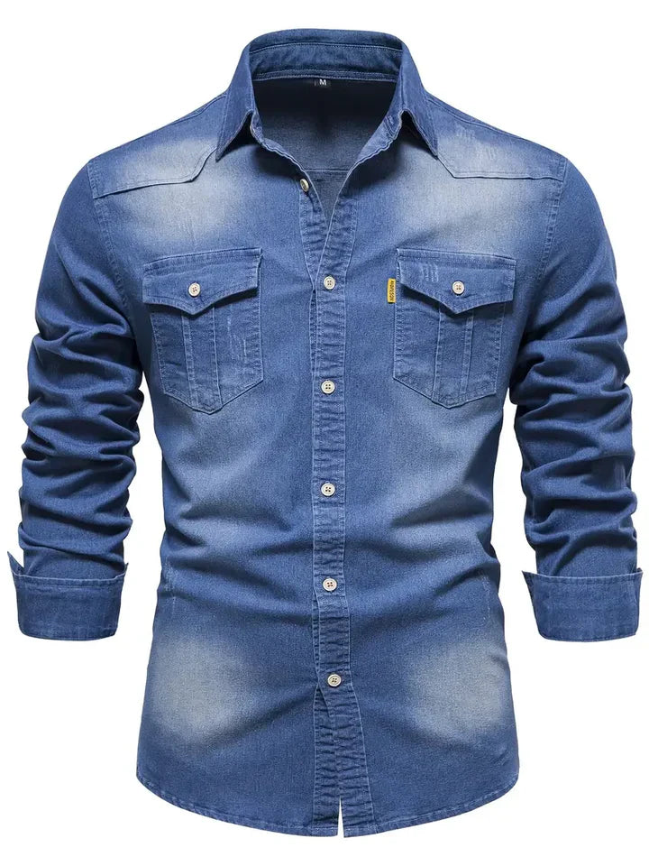 Klassiek Heren Denim Overhemd Regular Fit
