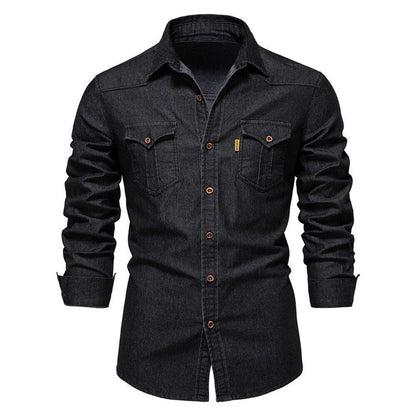 Klassiek Heren Denim Overhemd Regular Fit