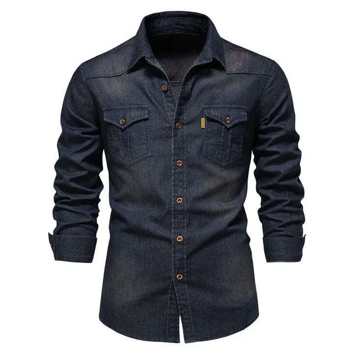 Klassiek Heren Denim Overhemd Regular Fit