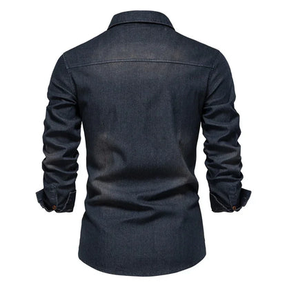 Klassiek Heren Denim Overhemd Regular Fit