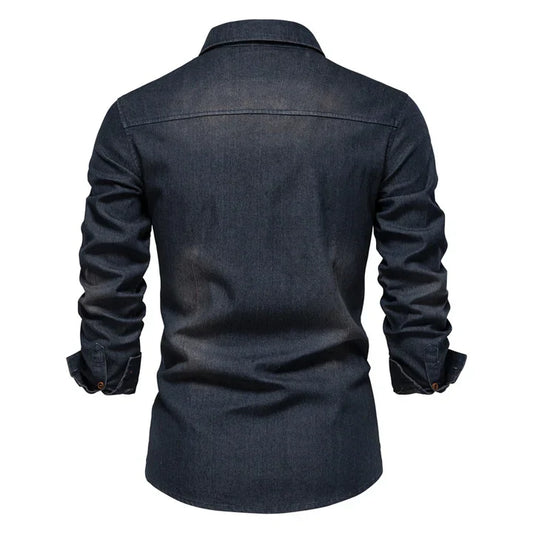 Klassiek Heren Denim Overhemd Regular Fit