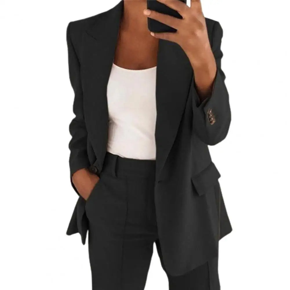 Klassieke Lange Mouwen Blazer Enkelknoop