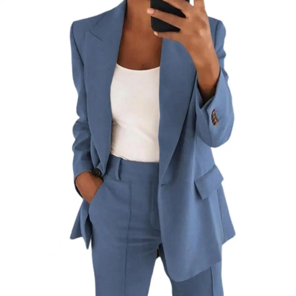 Klassieke Lange Mouwen Blazer Enkelknoop