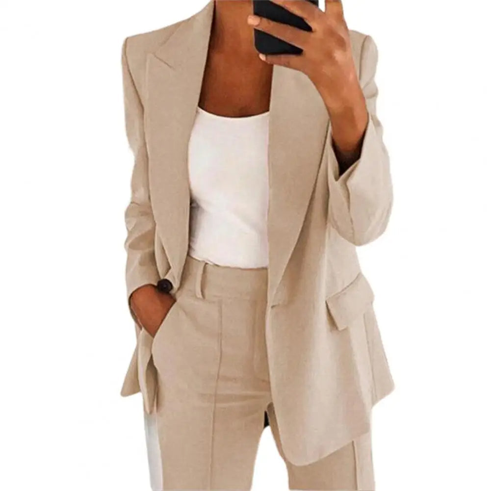 Klassieke Lange Mouwen Blazer Enkelknoop