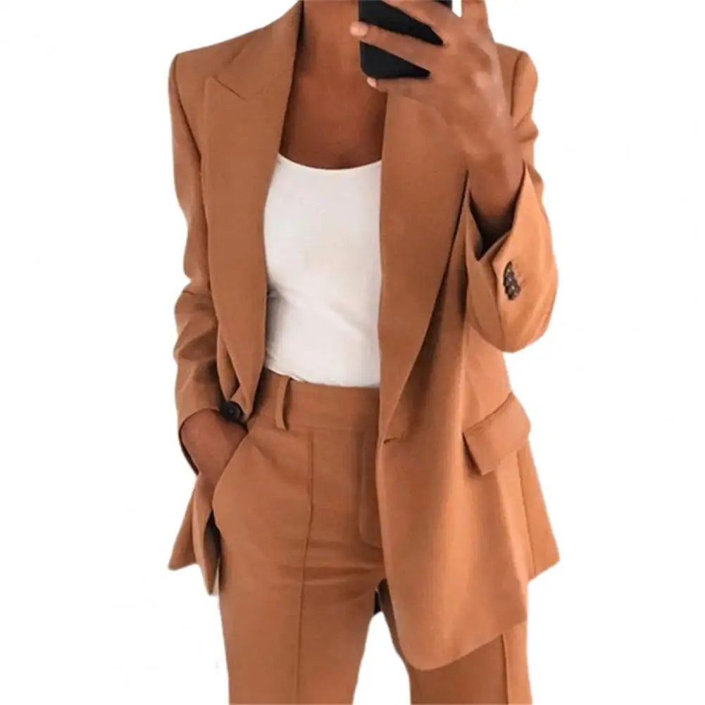 Klassieke Lange Mouwen Blazer Enkelknoop