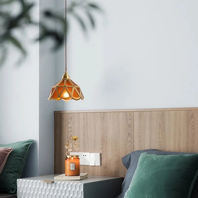 Kleurrijke Vintage Hanglamp - Messing Sfeer