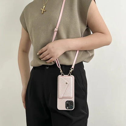 Lederen Crossbody Telefoonhoes met Pasjeshouder