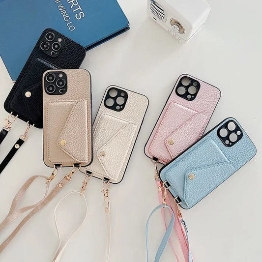 Lederen Crossbody Telefoonhoes met Pasjeshouder