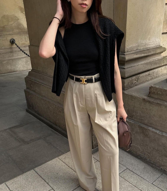 Lederen Riem met Elegante Gouden Gesp