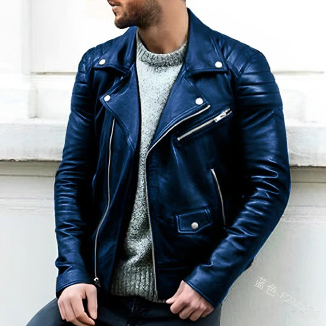 Leren Bikerjack Heren Retro Stijl