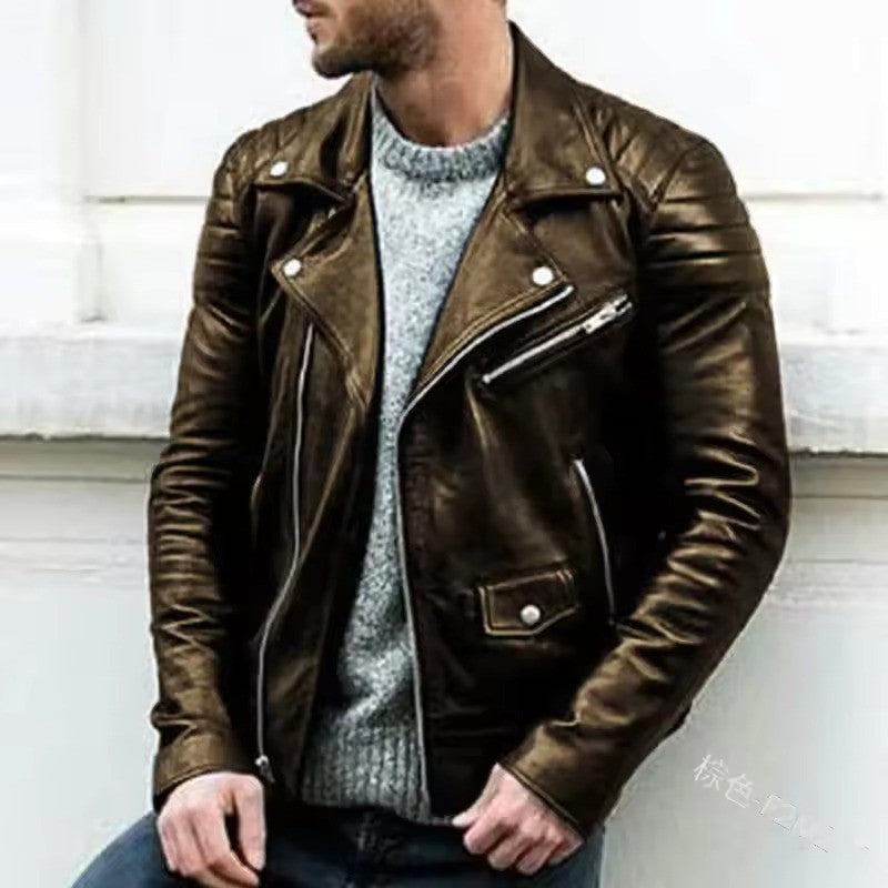 Leren Bikerjack Heren Retro Stijl