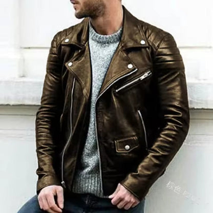 Leren Bikerjack Heren Retro Stijl
