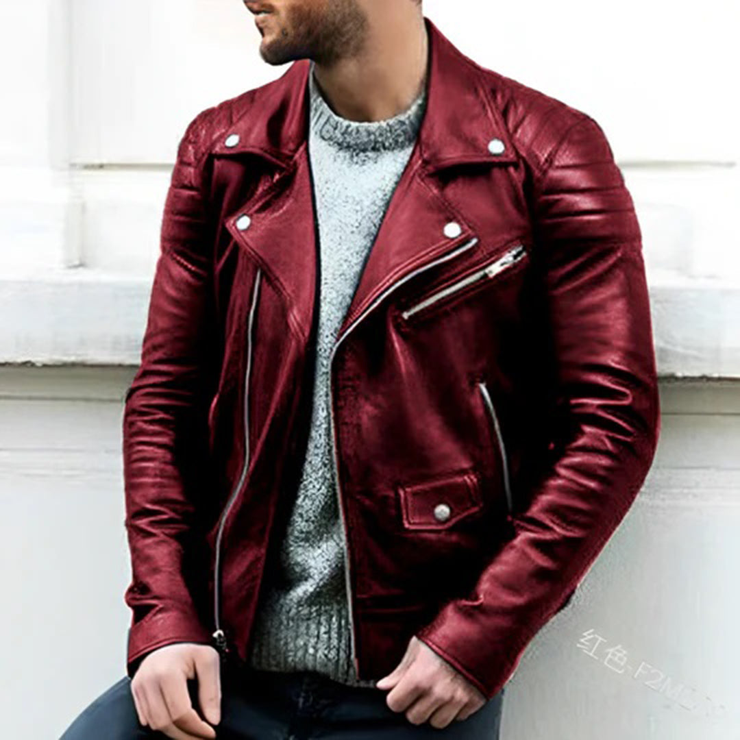 Leren Bikerjack Heren Retro Stijl