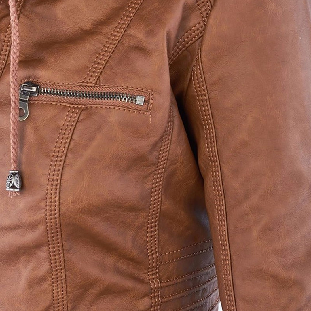 Leren Damesjas met Capuchon - Modern Design