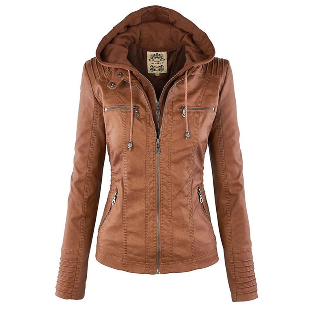 Leren Damesjas met Capuchon - Modern Design