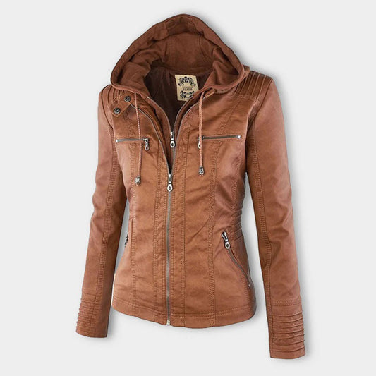 Leren Damesjas met Capuchon - Modern Design