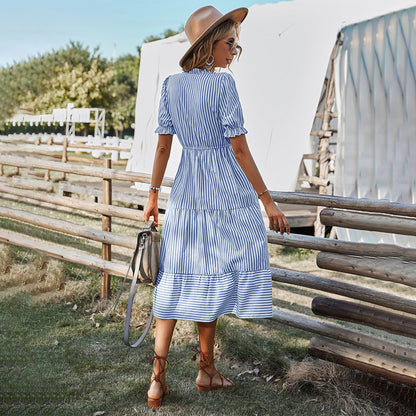 Linda – Elegante Gestreepte Zomerjurk