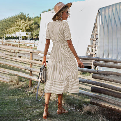 Linda – Elegante Gestreepte Zomerjurk