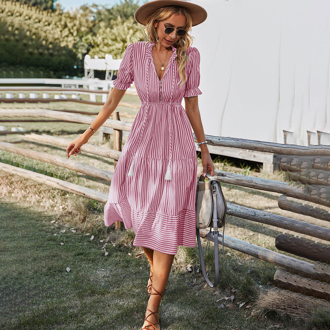 Linda – Elegante Gestreepte Zomerjurk